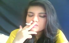 Indian girl in a cloud of smoke